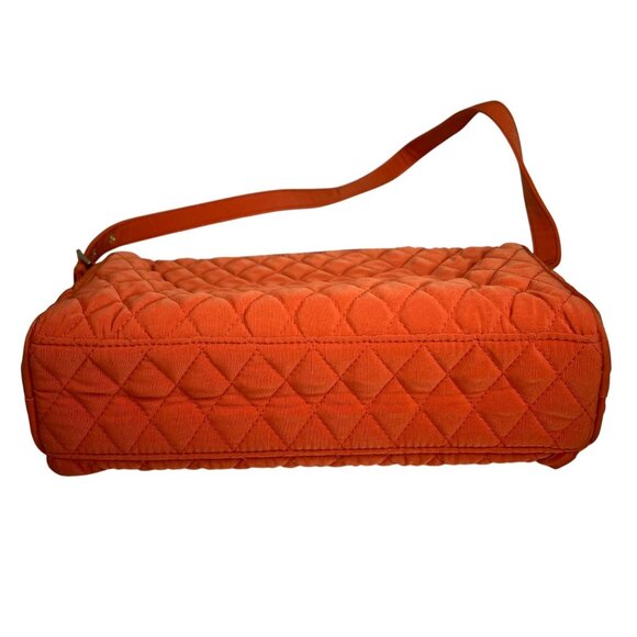Vera Bradley Quilted Shoulder Bag In Orange With Gold Monogram & Zipper Closure - Picture 4 of 16